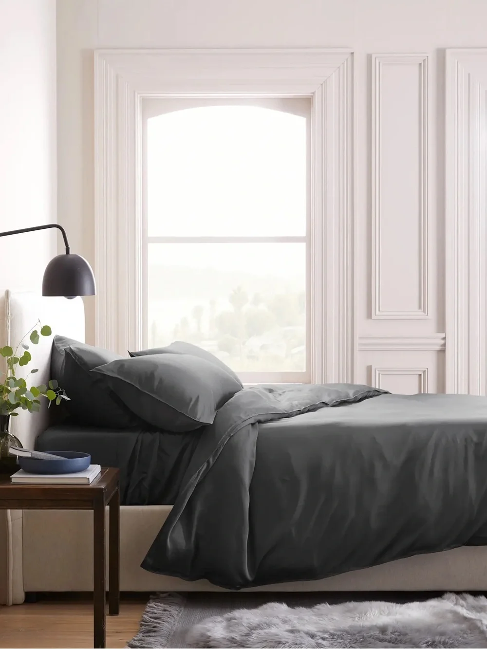 NWT QUINCE Bamboo Duvet Cover Full/Queen Charcoal 0565